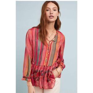 NWT Anthropologie x Bhanuni Peasant Ombre Peasant Blouse, Size: XS